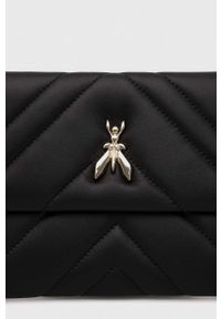 Patrizia Pepe kopertówka skórzana kolor czarny. Kolor: czarny. Materiał: skórzane. Rodzaj torebki: na ramię #3