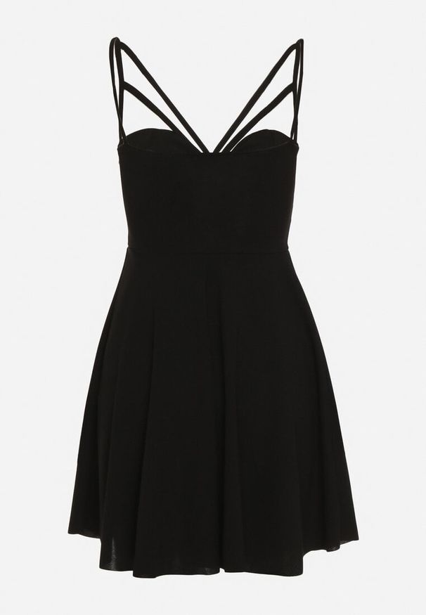 Born2be - Czarna Rozkloszowana Gorsetowa Sukienka na Ramiączkach z Usztywnianymi Miseczkami Brindia. Okazja: na co dzień, na imprezę. Typ kołnierza: dekolt gorset. Kolor: czarny. Materiał: jeans. Długość rękawa: na ramiączkach. Sezon: lato. Typ sukienki: gorsetowe. Styl: casual, klasyczny, wizytowy