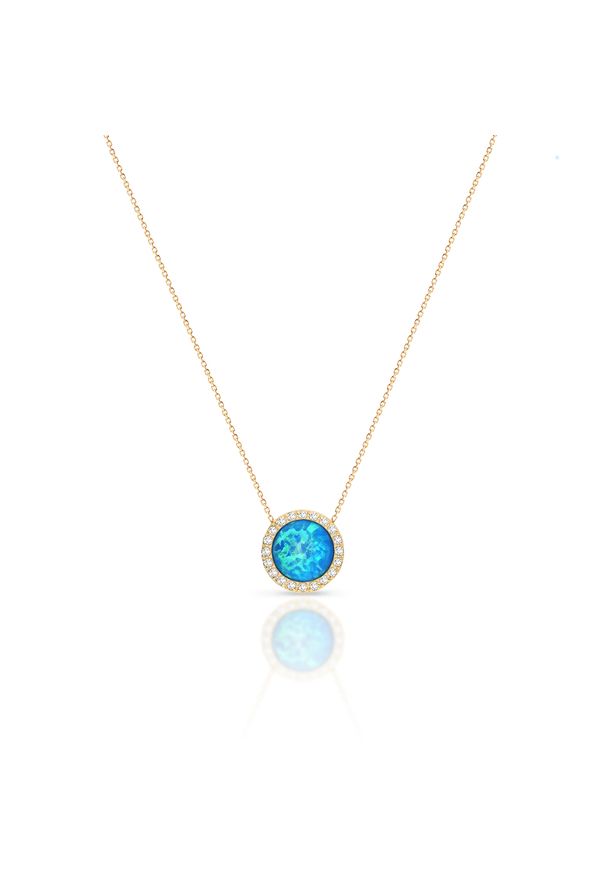 W.KRUK - Naszyjnik złoty Laguna. Materiał: złote. Kolor: złoty. Wzór: aplikacja. Kamień szlachetny: opal, cyrkonia