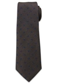 Krawat Męski w Drobny, Granatowy Wzór Paisley - Chattier, Ciemny Brązowy. Kolor: brązowy, wielokolorowy, beżowy. Materiał: tkanina. Wzór: paisley. Styl: elegancki, wizytowy #1