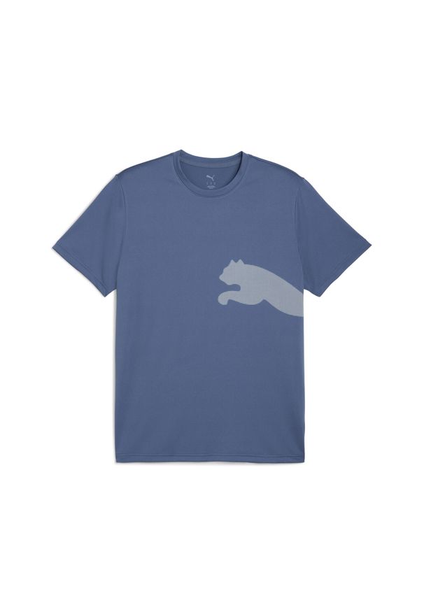 Puma - Męska koszulka Train All Day z dużym logo PUMA. Kolor: niebieski. Sport: fitness