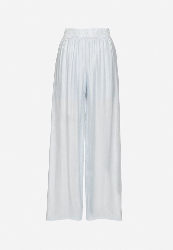 Born2be - Jasnoniebieskie Spodnie Palazzo o Szerokim Kroju z Gumką w Pasie i Wysokim Stanem Jenanetia. Okazja: na co dzień. Stan: podwyższony. Kolor: niebieski. Styl: casual, klasyczny