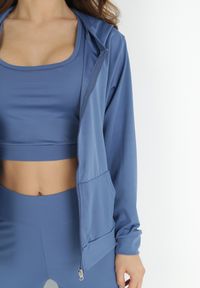 Born2be - Niebieski 3-częściowy Komplet Sportowy Bluza Legginsy i Top Fika. Kolor: niebieski. Sport: turystyka piesza #3