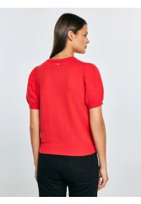 Big-Star - Sweter damski zapinany na guziki z krótkim rękawem czerwony Manona 603. Kolor: czerwony. Materiał: dzianina, jeans. Długość rękawa: krótki rękaw. Długość: krótkie. Styl: klasyczny, elegancki #5