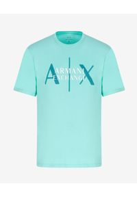 Armani Exchange - ARMANI EXCHANGE - Błękitny T-shirt z logo. Okazja: na co dzień. Kolor: niebieski. Materiał: jeans, bawełna. Wzór: nadruk. Styl: klasyczny, casual #2
