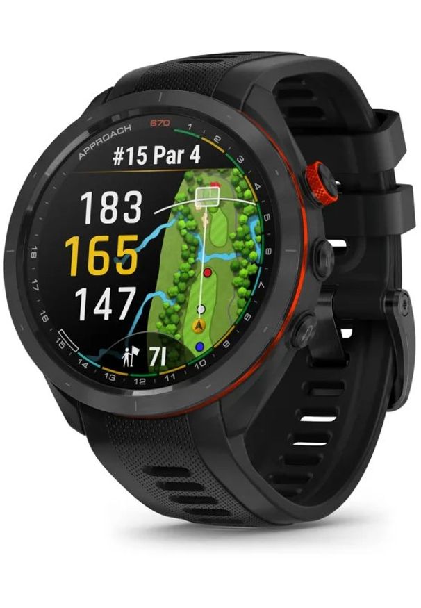 GARMIN - Smartwatch Garmin Garmin Approach S70 - 47 mm, 3.56 cm (1.4"), AMOLED, Touchscreen, Wi-Fi, GPS (satellite), 56 g. Rodzaj zegarka: smartwatch