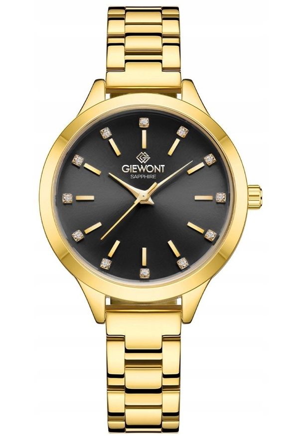Zegarek Giewont Zegarek Damski Giewont Sapphire Złoto Czarny GW2720-B3. Kolor: czarny, złoty, wielokolorowy