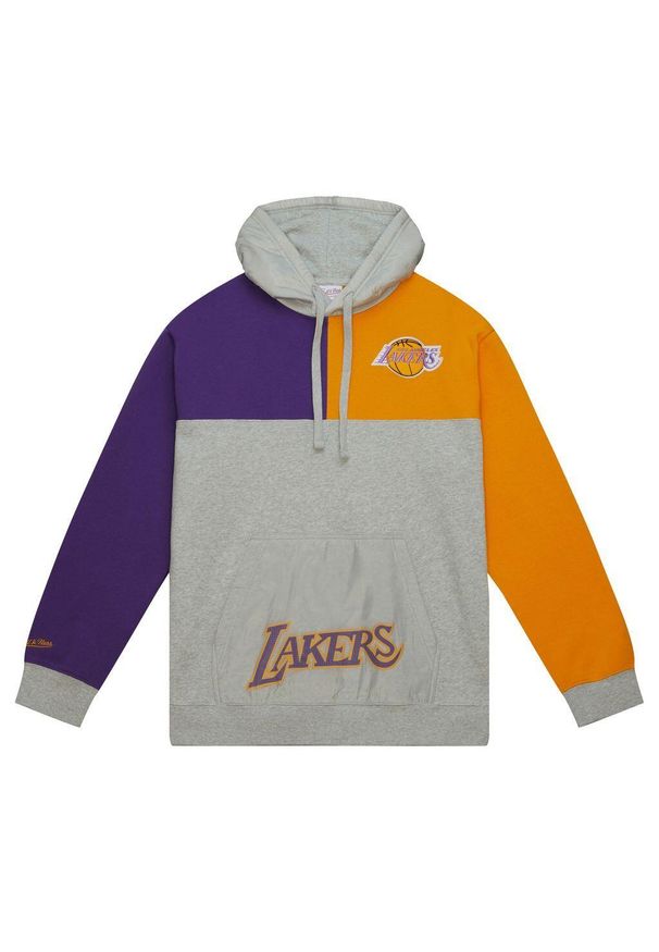 Mitchell & Ness - Polar z kapturem Los Angeles Lakers Tie Breaker. Typ kołnierza: kaptur. Kolor: fioletowy, szary, wielokolorowy. Materiał: polar