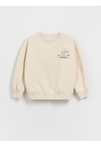 Reserved - Bluza z nadrukiem Snoopy - beżowy. Kolor: beżowy. Materiał: bawełna, dzianina. Wzór: nadruk