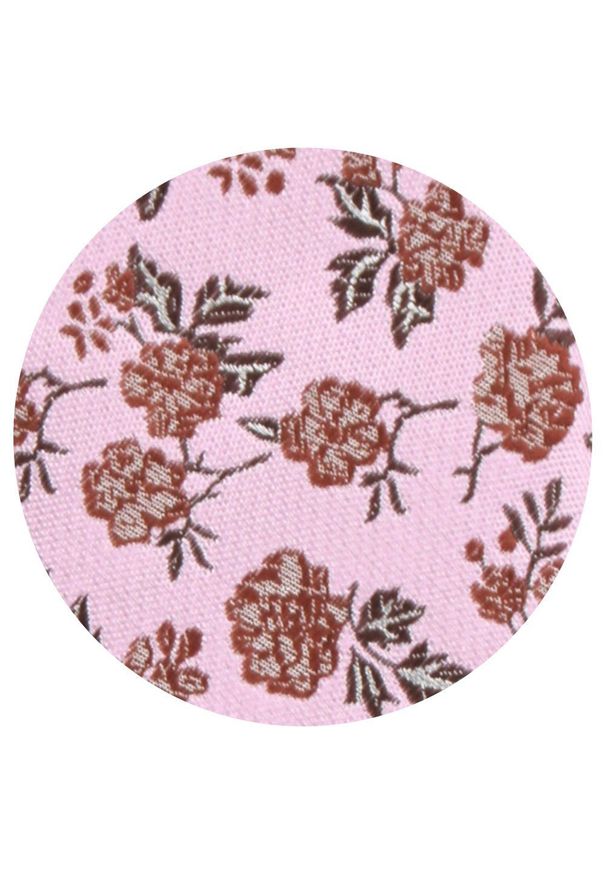 Męski Krawat - Jasny Róż, w Kwiaty - Alties. Kolor: różowy. Materiał: tkanina. Wzór: kwiaty. Styl: elegancki, wizytowy