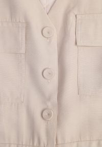 Born2be - Beżowy Wiskozowy Kombinezon Bez Rękawów z Wiązanym Paskiem w Stylu Safari Thitae. Okazja: do pracy, na co dzień. Kolor: beżowy. Materiał: wiskoza. Długość rękawa: bez rękawów. Styl: casual #8