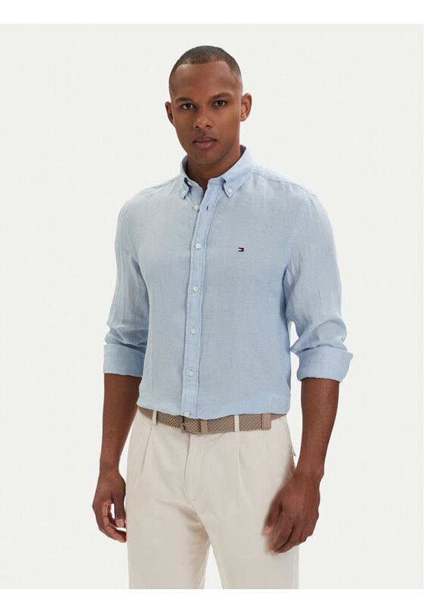 TOMMY HILFIGER - Tommy Hilfiger Koszula MW0MW41530 Niebieski jasny Regular Fit. Kolor: niebieski. Materiał: len