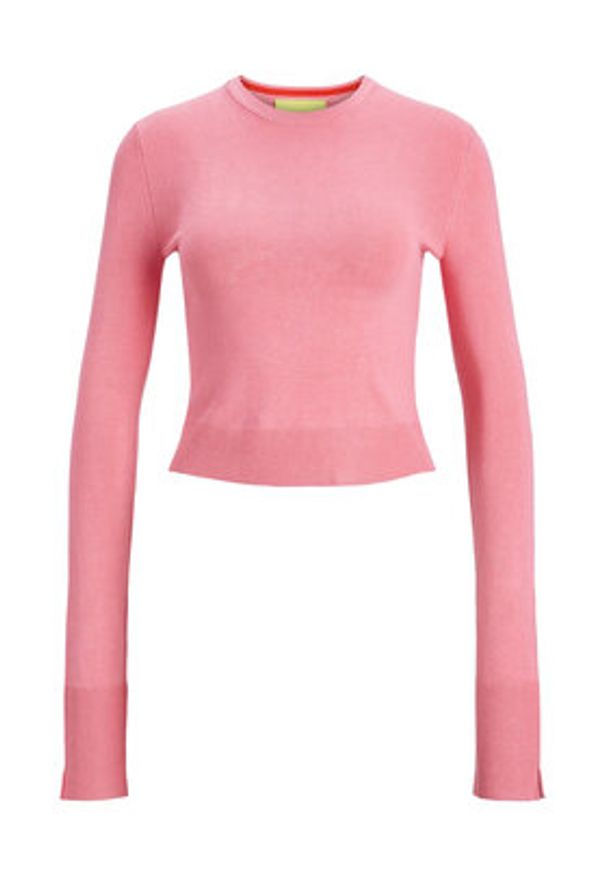 JJXX Sweter 12224416 Różowy Slim Fit. Kolor: różowy. Materiał: wiskoza