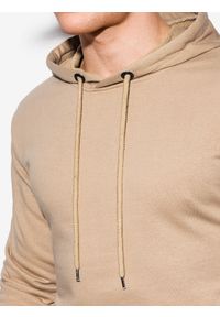 Ombre Clothing - Bluza męska z kapturem z nadrukiem B1216 - beżowa - XXL. Typ kołnierza: kaptur. Kolor: beżowy. Materiał: poliester, bawełna. Wzór: nadruk #3