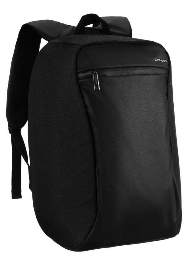 DAVID JONES - Plecak na laptopa z portem USB David Jones [DH] PC-033 czarny. Kolor: czarny. Materiał: materiał. Styl: sportowy