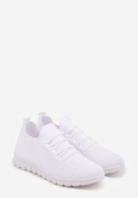 Born2be - Białe Sznurowane Buty Sportowe Sneakersy z Siateczki Caeolea. Okazja: na co dzień. Kolor: biały. Materiał: jeans. Sport: fitness, joga i pilates #8