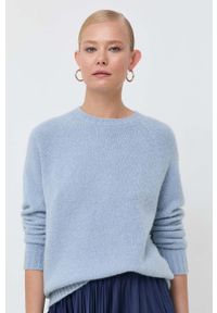 Weekend Max Mara sweter z domieszką wełny damski kolor niebieski. Kolor: niebieski. Materiał: wełna. Długość rękawa: raglanowy rękaw. Styl: klasyczny #5