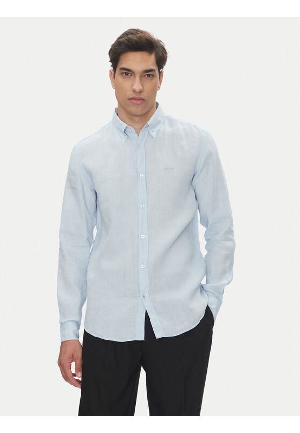 BOSS Koszula H-Roan-Bd-E-C1 50520283 Błękitny Slim Fit. Kolor: niebieski. Materiał: len