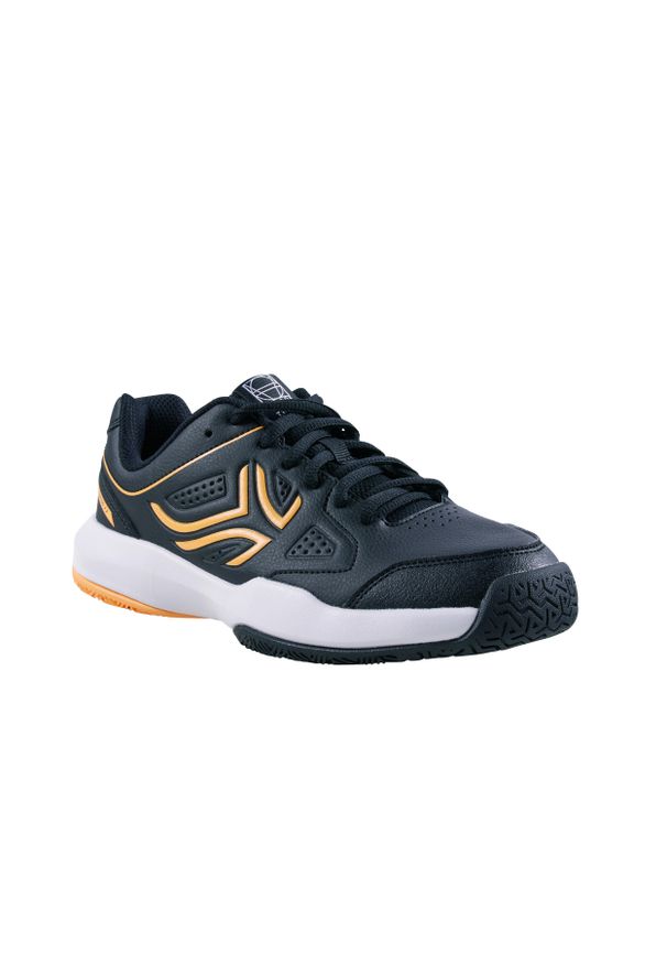 ARTENGO - Buty tenis TS530 dla dzieci sznurowane. Kolor: czarny. Materiał: kauczuk, mesh, tkanina. Szerokość cholewki: szeroka. Sport: tenis