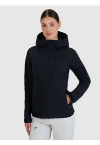 4f - 4F Kurtka softshell wiatroodporna membrana 10000 damska - czarna L. Typ kołnierza: kaptur. Kolor: czarny. Materiał: softshell. Długość rękawa: raglanowy rękaw. Technologia: Windstopper. Sezon: zima. Sport: wspinaczka