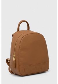 Love Moschino plecak damski kolor brązowy mały gładki. Kolor: brązowy. Wzór: gładki #2