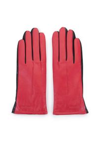 Wittchen - Damskie rękawiczki z dwóch kolorów skóry czerwono-czarne. Kolor: czarny, czerwony, wielokolorowy. Materiał: skóra #4