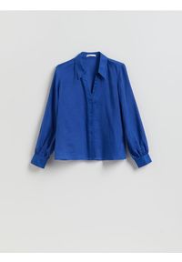 Reserved - Koszula z ramią - niebieski. Kolor: niebieski. Materiał: tkanina #1