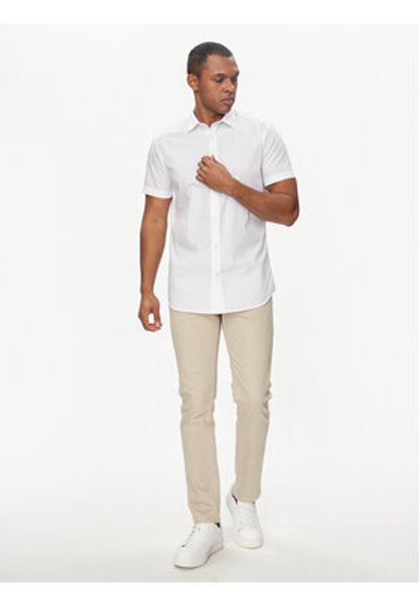 Jack & Jones - Jack&Jones Koszula Joe 12195062 Biały Slim Fit. Kolor: biały. Materiał: syntetyk, bawełna