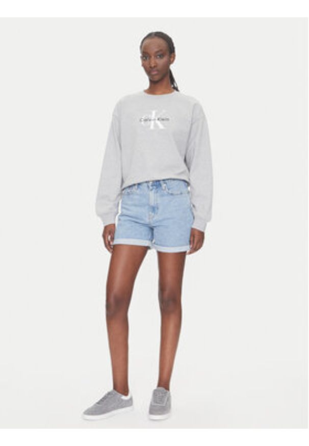 Calvin Klein Jeans Bluza Monologo LV047B234G Szary Relaxed Fit. Kolor: szary. Materiał: bawełna