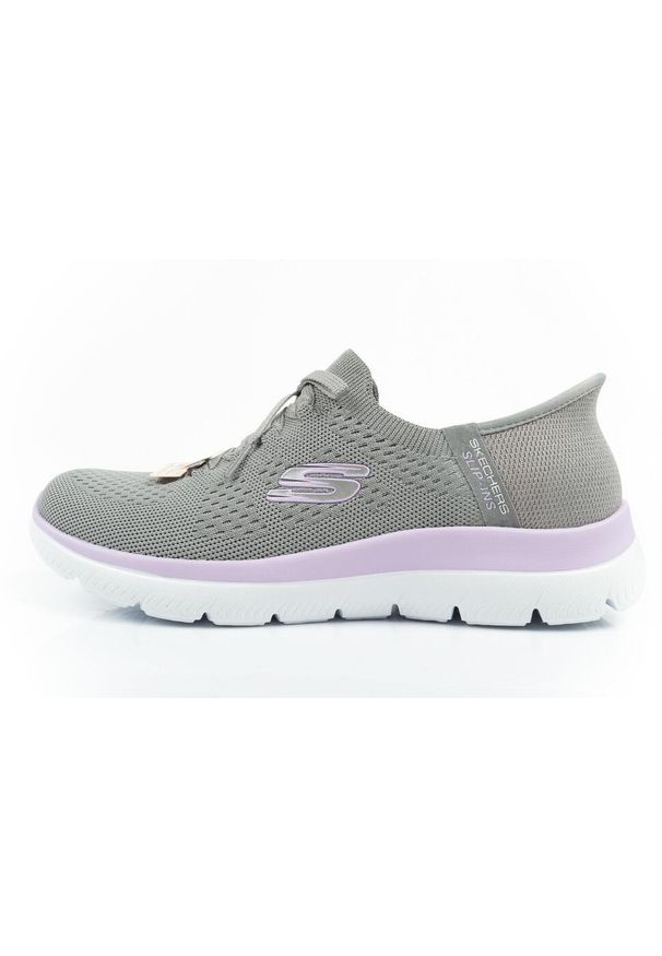 skechers - Buty sportowe damskie Skechers Summits-New Daily Slip-ins. Kolor: fioletowy, szary, wielokolorowy. Materiał: materiał. Szerokość cholewki: normalna