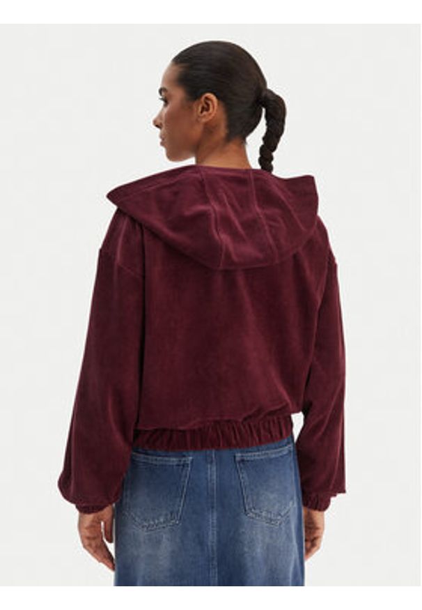 Adidas - adidas Bluza Essentials Chenile KE1119 Bordowy Loose Fit. Kolor: czerwony. Materiał: bawełna