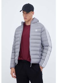 adidas Originals kurtka męska kolor szary przejściowa. Typ kołnierza: kaptur. Kolor: szary. Materiał: materiał. Długość rękawa: raglanowy rękaw #2