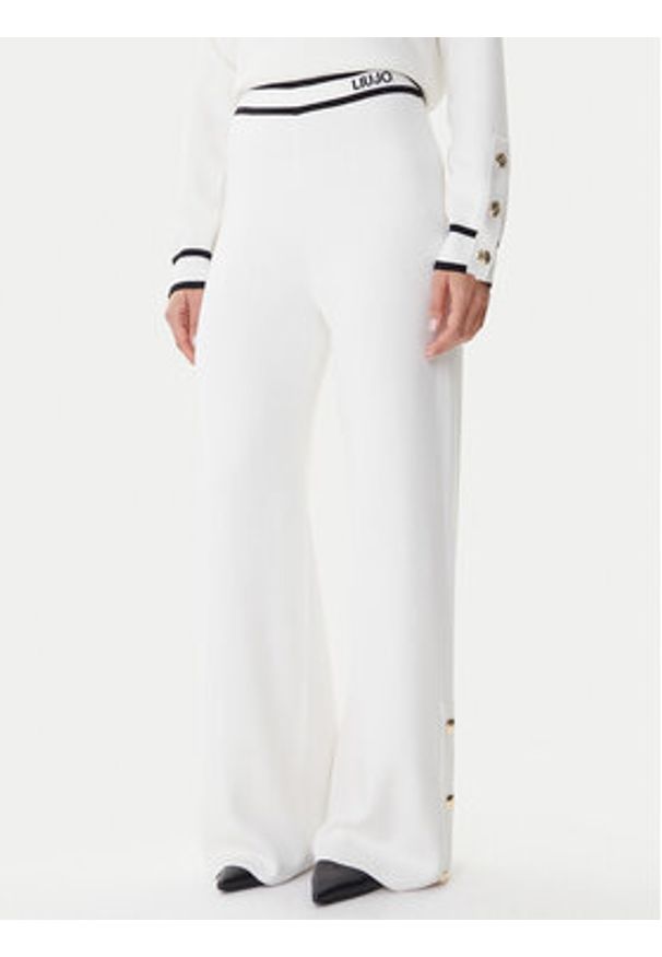 Liu Jo Sport Spodnie dzianinowe TF5252 MS59L Écru Regular Fit. Materiał: syntetyk. Styl: sportowy