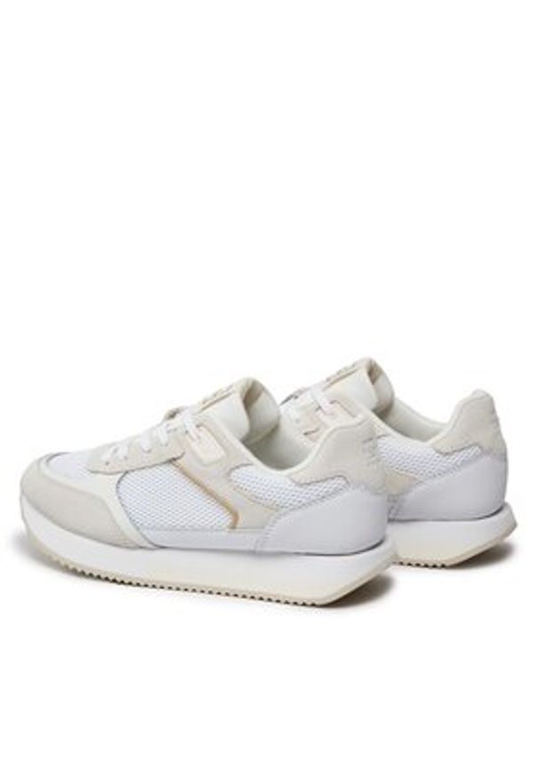 TOMMY HILFIGER - Tommy Hilfiger Sneakersy Essential Elevated Runner FW0FW07700 Biały. Kolor: biały. Materiał: zamsz, skóra