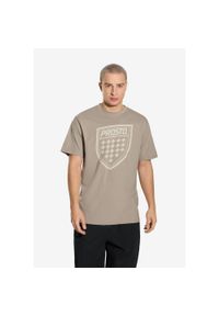 Koszulka sportowa męska Prosto Shield z krótkim rękawem. Kolor: beżowy. Materiał: dresówka. Długość: krótkie #1