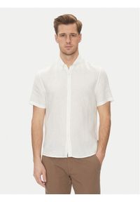 Michael Kors Koszula CS1400I4YT Biały Slim Fit. Kolor: biały. Materiał: len