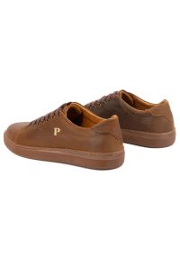 Polbut - Buty męskie skórzane sneakersy POLBUT 2127 camel brązowe. Kolor: brązowy. Materiał: skóra #8