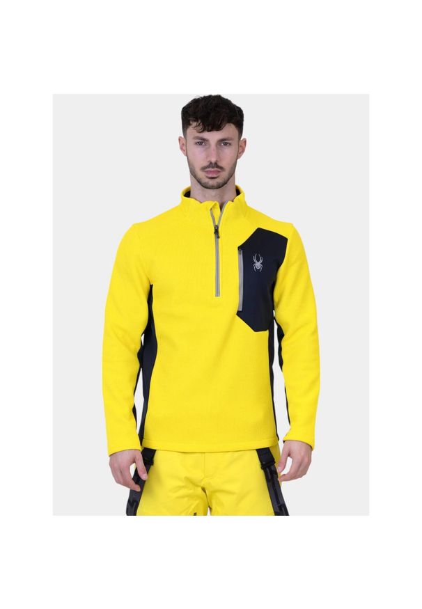 Sweter męski Spyder Bandit HZ. Kolor: żółty, czarny, wielokolorowy. Materiał: polar. Długość: długie. Sport: turystyka piesza