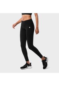 Kobieta Fitness Legginsy sportowe ze średnim stanem Five Stars SIROKO Czarny. Kolor: czarny. Materiał: tkanina, skóra, nylon. Sport: fitness