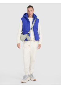 4f - 4F Bezrękawnik puchowy z wypełnieniem syntetycznym damski - niebieski XS. Okazja: na co dzień. Typ kołnierza: kołnierzyk stójkowy. Kolor: niebieski. Materiał: puch, syntetyk. Długość rękawa: bez rękawów. Styl: casual #2