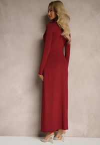 Renee - Bordowa Sukienka Agathelle. Kolor: czerwony. Wzór: aplikacja. Typ sukienki: kopertowe. Styl: glamour. Długość: maxi #3