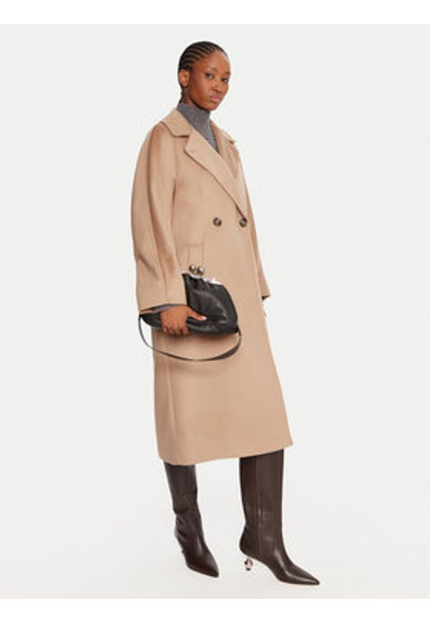 Weekend Max Mara Płaszcz wełniany Resina 2525016102 Beżowy Regular Fit. Kolor: beżowy. Materiał: wełna