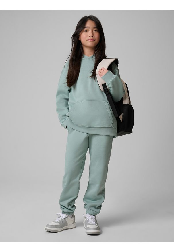 4f - 4F Spodnie dresowe joggery dziewczęce - miętowe 128 (7-8 lat). Okazja: na co dzień. Kolor: turkusowy. Materiał: dresówka. Sezon: lato. Styl: casual, sportowy