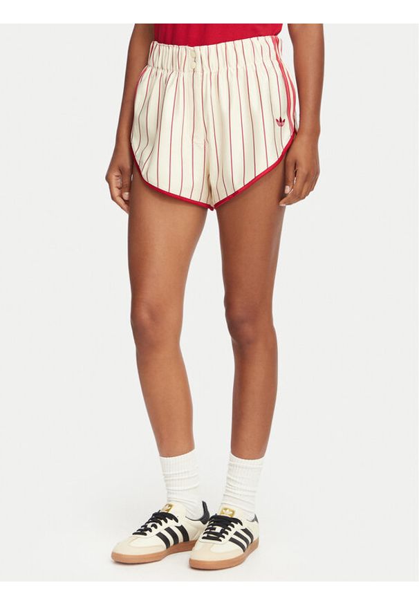 Adidas - adidas Szorty sportowe Pinstripe Firebird KR9553 Kremowy Loose Fit. Kolor: kremowy. Materiał: syntetyk
