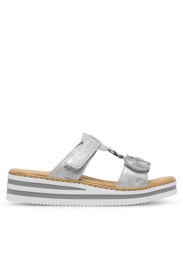 Rieker Klapki V02K3-40 Srebrny. Kolor: srebrny. Materiał: syntetyk