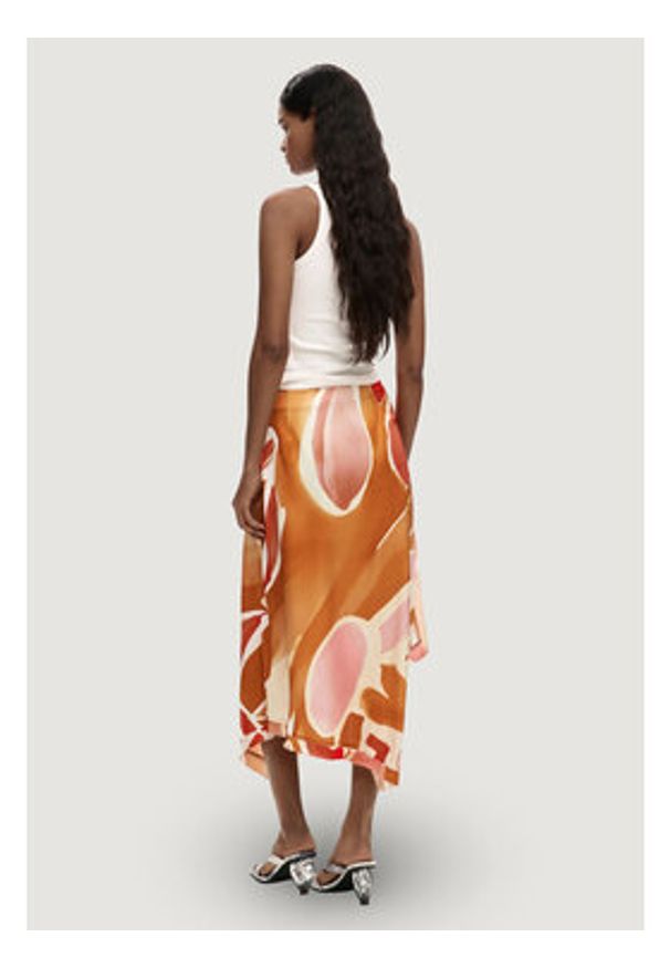 Desigual Spódnica midi 26SWFW13 Pomarańczowy Regular Fit. Kolor: pomarańczowy. Materiał: wiskoza. Długość: midi