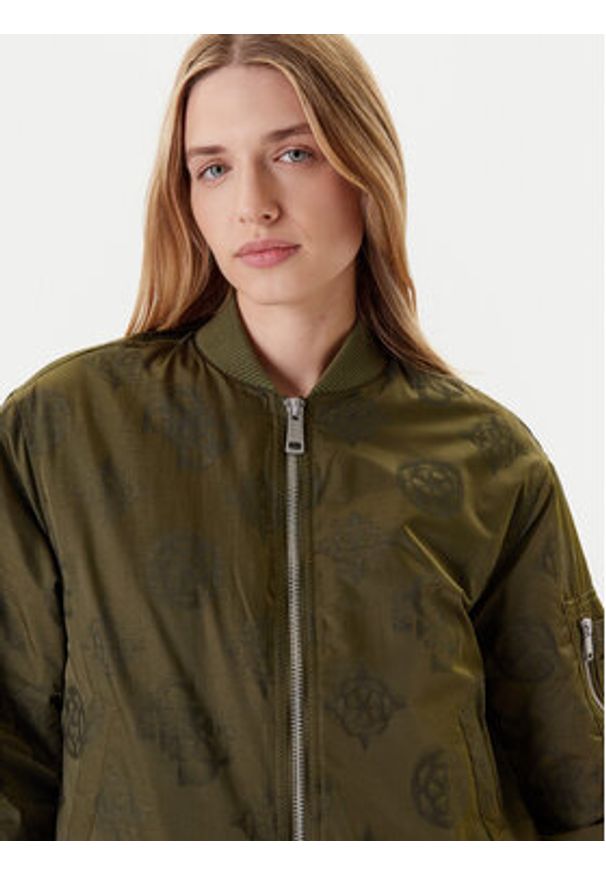 Guess Kurtka bomber W5YL08 WHDK2 Khaki Regular Fit. Kolor: brązowy. Materiał: syntetyk