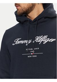 TOMMY HILFIGER - Tommy Hilfiger Bluza Script Logo MW0MW33631 Granatowy Regular Fit. Kolor: niebieski. Materiał: syntetyk, bawełna #3