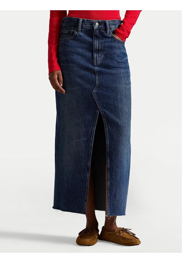 Polo Ralph Lauren Spódnica jeansowa 211A95501001 Granatowy Regular Fit. Kolor: niebieski. Materiał: bawełna