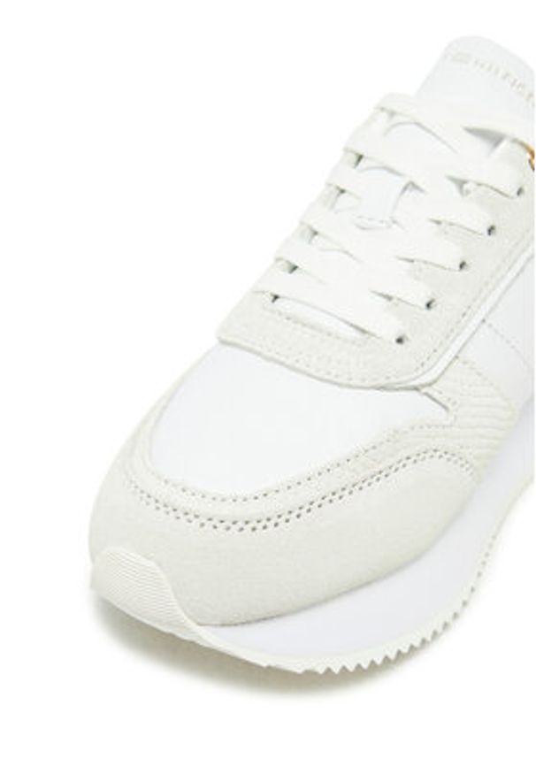 TOMMY HILFIGER - Tommy Hilfiger Sneakersy Th Fashion Runner FW0FW08475 Biały. Kolor: biały. Materiał: skóra